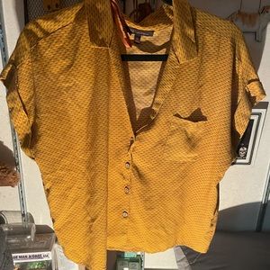 Yellow crop top with collar